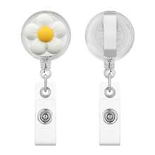 3D 5-Petal Flower Nurse Badge Reel, Retractable Badge Reel ID Holder, Suitable As Gift For Nurses, Doctors, Medical Staff, Hospital Office Workers
