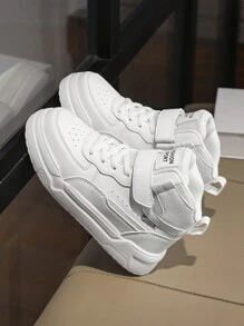 Children's Black High-Top Sports Shoes, New Shock-Absorbing Casual Skate Shoes For Boys, Fashionable & Versatile, Suitable For All Seasons