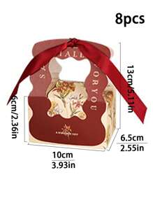 4 piezas/8 piezas Caja de dulces para el Día de San Valentín, Caja de regalo de chocolates, Caja de regalo sencilla y fresca para bodas y compromisos - Papel - Ver 14