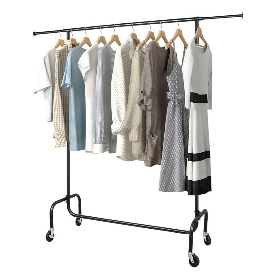 Clothes Rail On Wheels, Foldable Heavy-Duty Clothes Rack, Coat Rack ...