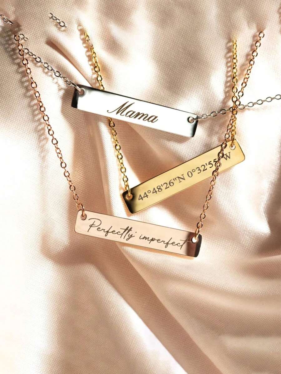 1pc Custom Text Personalized Bar Necklace Personalized Name Jewelry For Women Gold Birthday Name Necklace Anniversary Host Gift Valentine Gift For Girlfriend Valentines