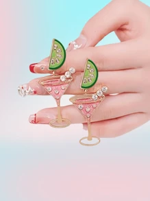 2pcs Fashionable Luxury Alloy Oil Drop Inlaid Cocktail Party Earrings, Elegant High-Quality Versatile Earrings For Women