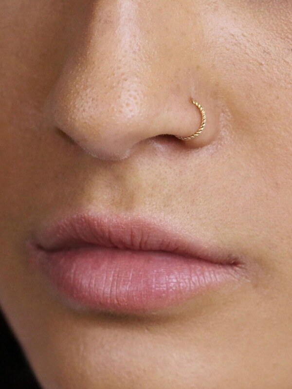 1pc Sterling Silver S925 Nose Ring, Small And Light Perforated Jewelry, Elegant And Simple, Nasal Septum Cartilage Spiral Tragus, Gold And Silver Two Colors, Suitable For Women's Daily Wear