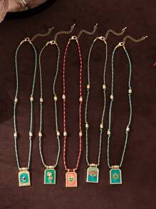 1 pièce Collier pendentif bohème chic avec charme en forme de cœur, corde colorée tressée à la main, parfait pour une tenue décontractée, les voyages, les sorties à la plage, cadeau de la Saint-Valentin, maman, mère, fête des mères