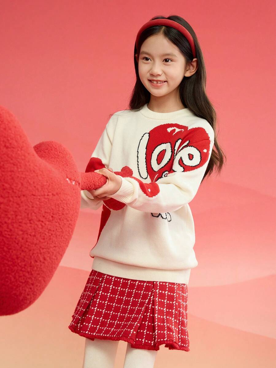 Balabala Maglione a maglia da ragazza pre-adolescente, set abbinato per famiglia, pullover per il nuovo anno 2025