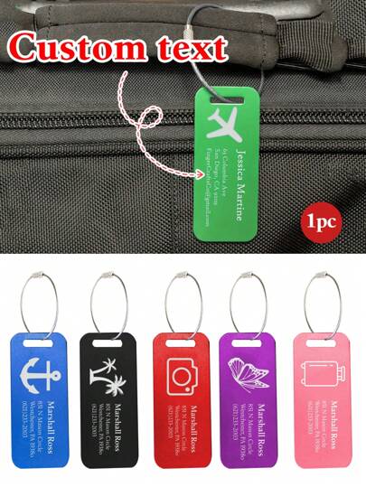1pc Custom Metal Luggage Tag, Personalized Aluminum Luggage Tag, Custom Name Tag For Suitcase Backpack, Custom Travel Tag, Personalized Engraved Address Tag, Engraved Luggage Tag Travel Bag Tags All-Purpose Contracted, Minimalist, Vacay Vibes/Vacation, Leisure, Basics Hot Pink, Royal Blue, Green, Burgundy Red Personalized, Unique, High School Senior High School Students, College Students, University Students, Freshman, Sophomore, Underclassmen, Customized Luggage Tag, Street Casual Chic, Bags & Luggage, 2025 Halloween Accessories, Urban Chill