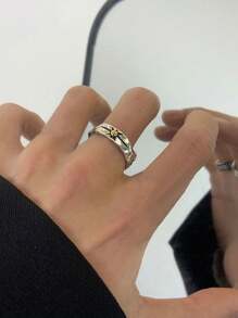 Retro Sunburst Star Design Adjustable Open Ring, Vintage Ring - Silver - View 15