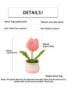 1 Piece Of Handmade Crocheted Yarn Simulation Tulip Potted Plant, Round And Cute Woven Yarn Tulip, Desktop, Car, Office, Home Decoration, Small Gift, Can Be Given To Family, Friends, Classmates, Birthdays, Teachers, Souvenirs, Night Market Scenic Area Camping Party, Valentine's Day, Gift Gifts Graduation