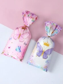 25/50/100 件紫粉色蝴蝶礼品袋（带扭结），紫粉色蝴蝶主题生日宝贝派对礼品包装用品，紫粉色蝴蝶礼品包装用品，派对礼品，生日礼物派对礼物 - 彩色 - 查看 6