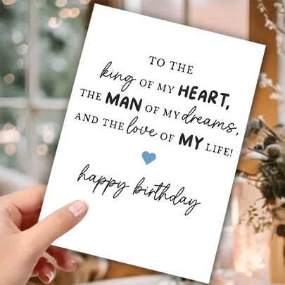 Birthday Greeting Card For Husband, Boyfriend, Or Partner - Romantic Celebration Note For His Special Day - High-Quality Paper With Envelope - For The King Of My Heart & The Man Of My Dreams
