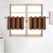 1 件或 2 件可选顶部孔眼遮光窗帘布，优质厚实三层编织纯色隔热遮光窗帘，适用于卧室、客厅、餐厅、厨房 - 黃咖色 - 查看 17