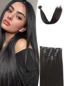 Extensions de cheveux à clipser 16 pièces, 22 pouces 7 pièces lisseur long, convient pour les extensions de cheveux synthétiques et les perruques des femmes