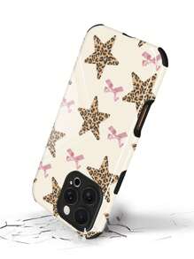 1 Pc New Star Leopard Bow Anti-Drop Shockproof Soft TPU+PC Hybrid Phone Case Compatible With Apple IPhone 16/16Plus/16Pro/16ProMax