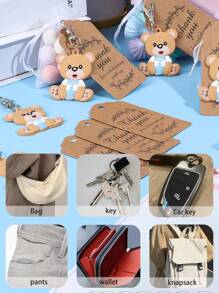 4个/12个/20个装泰迪熊礼品袋，泰迪熊礼品套装，派对礼品袋，可爱泰迪熊钥匙扣，可爱动物钥匙扣，泰迪熊钥匙扣，动物礼品吊坠配件，艺术创意礼品袋，附赠透明硬质毛线袋