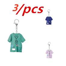 3pcs/1pc Nurse Keychain - 2D Acrylic Design With Stethoscope & Name Tag Acrylic Pendant - Perfect Gift For Nurse Appreciation Halloween School Letter Car Accessories Cute Goth Y2k