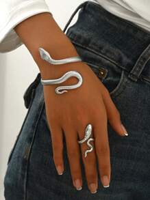 Fashion Design Snake Shaped Luxury EU&US Style Bracelet & Ring Set - Multicolor - View 5