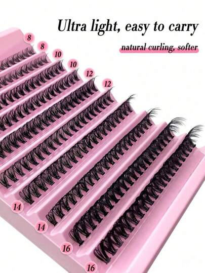 200 piezas Kit de extensión de pestañas con estilo D Curl, con grupos de pestañas postizas de visón falso de 8-16 mm, pegamento para pestañas, agente sellador, herramientas aplicadoras de pestañas, pinzas y cepillo, kit de extensión de pestañas DIY