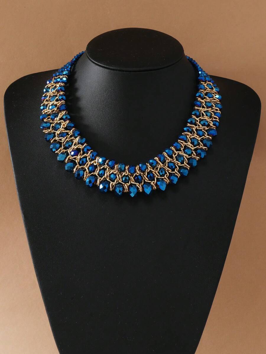 1pc Stylish Party & Everyday Wear Clavicle Necklace For Women, Elegant Gift For Valentine's Day - Blue - View 1