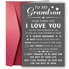 1 pieza Tarjeta de felicitación inspiradora para nieto - Recuerdo sincero para familiares, amigos y seres queridos - Tarjeta única para cumpleaños, graduación, días festivos y ocasiones especiales con un mensaje lleno de amor