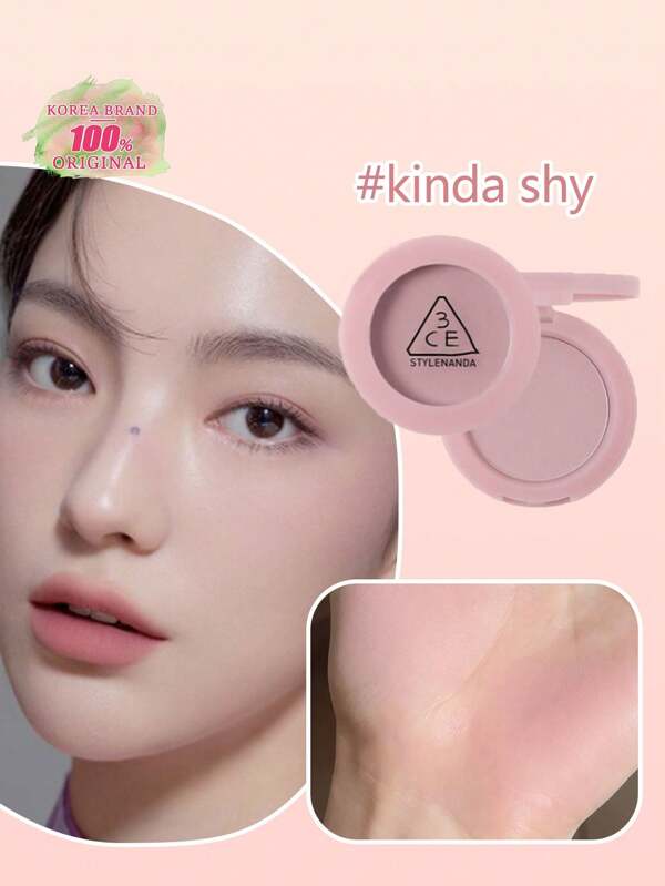 3CE Mood Recipe Face Blush Kinda Shy, Velvet Matte, Mousse-Like Smoothness, Tipsy Gradient Glow, Warm Skin Brightening, Oil-Control, Effortless Blending, Under-Eye Enhancer, 3D Cheek Sculptor, Embossed Magnetic Case, Finger Dip Groove, K-Beauty, Korean Makeup