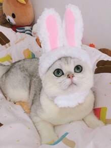 1/2pcs Bunny Ears For Cat And Puppy, Plush Bunny Hat With Ears For Cat And Puppy, Cute Easter Party Role Play Costume Pet Headdress Accessories