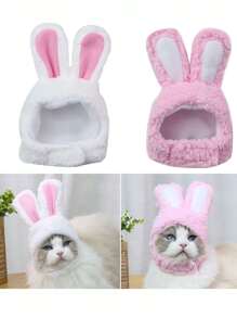1/2pcs Bunny Ears For Cat And Puppy, Plush Bunny Hat With Ears For Cat And Puppy, Cute Easter Party Role Play Costume Pet Headdress Accessories