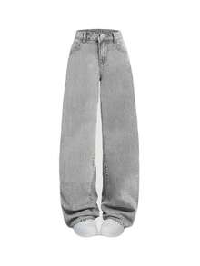 Women's Casual Bow Embroidery Denim Jeans, Spring/Autumn - Grey - View 3