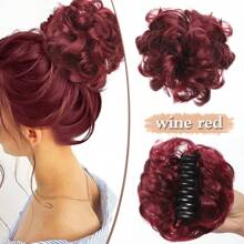 Chignon con fermaglio a pinza in capelli sintetici ricci, resistente al calore, con boccoli naturali, fermagli per extension capelli, colori nero, marrone, biondo, adatto per l'uso quotidiano, 40g 1 pezzo