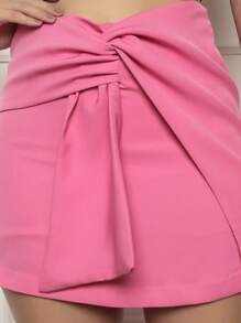 High Waist Short Skirt With Back Zipper Women Fashion Low Price Discount - 淺粉色 - 查看 2