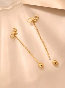 1 对优雅浪漫的心形元素和流苏不锈钢耳环，适合女性参加宴会、约会或作为情人节礼物佩戴 - 金黃色 - 查看 2