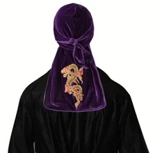 1 chiếc khăn Bandana đuôi dài nhung đính sequins dành cho cả nam và nữ, mũ cướp biển nhẹ thoáng khí có miếng vá thêu hình rồng, mũ trùm đầu Durag có thể điều chỉnh cho nhạc Hip Hop, khiêu vũ đường phố - nhiều màu - Xem 11