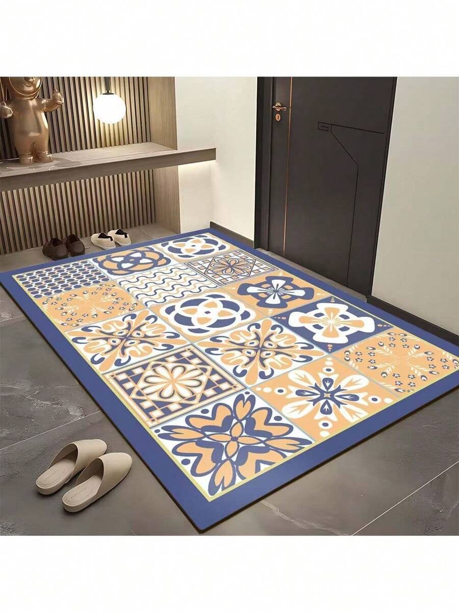 1PCS Lattice Carpet For Living Room Kitchen Floor Mat Balcony Entrance Doormat Home Non-Slip Bedroom Bohemian Decor Large Soft Rug - E - View 1