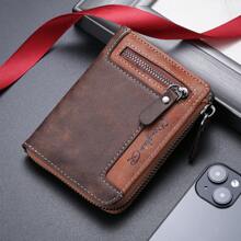 1 pieza Cartera corta vintage con múltiples ranuras y funciones para hombre, adecuada para adolescentes, uso casual, al aire libre, deportivo, viajes, regalos de graduación, accesorios de cumpleaños