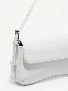 1 件时尚复古安哥拉红色波尔卡圆点仿油性皮革仿皮豹纹/蛇皮绒面革翻盖可调节肩带单肩斜挎包，适合约会、郊游、派对 - 白色 - 查看 3