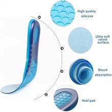 Silicone Insole Sports Non-Slip Mat, Unisex, Relieve Pressure, Long Standing Without Tiring Feet, Shoe Accessories, Back To School Supplies, Boots Accessories For Shoes For Women, For Outdoor, Sport, Travel, Household, Office, School - Blue - View 7