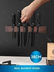 Set di 6 coltelli ACOQOOS con supporto magnetico per montare a parete, senza necessità di forare, include 5 coltelli e 1 striscia magnetica, regalo perfetto per la cucina di tutti i giorni, facile da usare