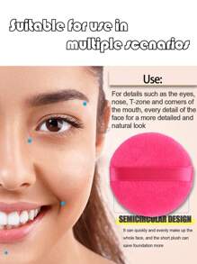 24件/15件/8件/3件植绒圆形化妆海绵，质地柔软蓬松，适用于面部和身体粉扑，混合套装化妆美容工具 - 玫紅色 - 查看 6