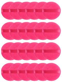 24件/15件/8件/3件植绒圆形化妆海绵，质地柔软蓬松，适用于面部和身体粉扑，混合套装化妆美容工具 - 玫紅色 - 查看 1