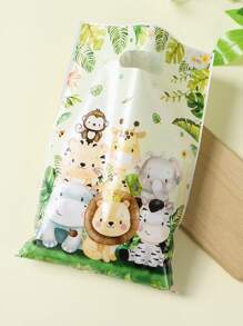 10/25/50 uds Bolsas de regalo con diseño de animales de la selva, bolsas de fiesta con temática de animales de la selva para baby shower, cumpleaños y otros eventos, suministros de empaque y decoración de fiesta con temática de animales de la selva