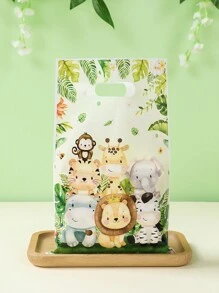 10/25/50 uds Bolsas de regalo con diseño de animales de la selva, bolsas de fiesta con temática de animales de la selva para baby shower, cumpleaños y otros eventos, suministros de empaque y decoración de fiesta con temática de animales de la selva