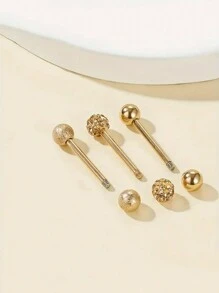 12pcs Stainless Steel Cute Round Ball Tongue Rings/Nipple Rings Piercing Body Jewelry Set - 12-piece Set - View 7