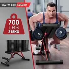 Adjustable Weight Bench Foldable 700 Lbs Strength Training Benches Full Body Workout Bench Press Fast Auto-Lock Adjustments - black1 - View 2