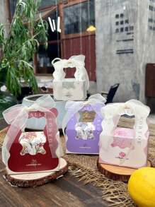 4 piezas/8 piezas Caja de dulces para el Día de San Valentín, Caja de regalo de chocolates, Caja de regalo sencilla y fresca para bodas y compromisos - Papel - Ver 6