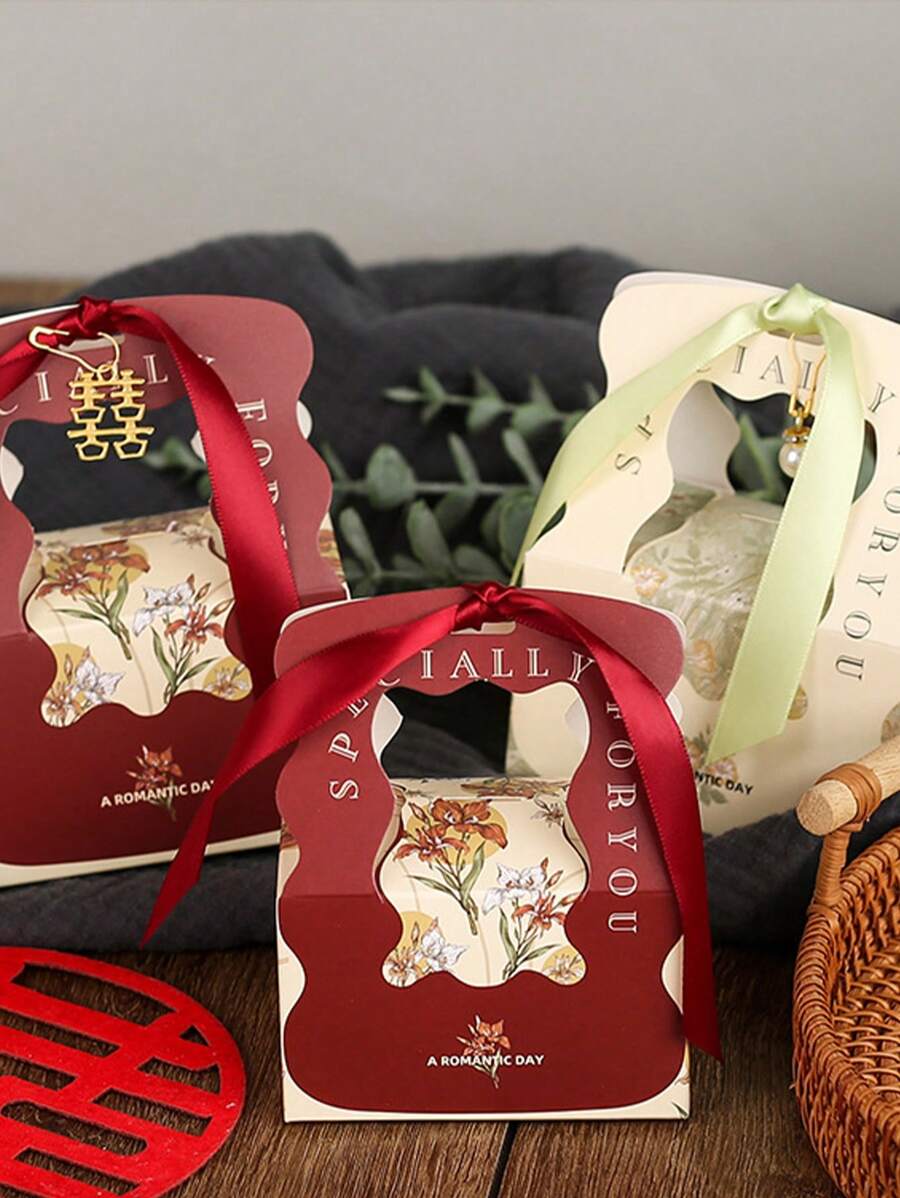 4 piezas/8 piezas Caja de dulces para el Día de San Valentín, Caja de regalo de chocolates, Caja de regalo sencilla y fresca para bodas y compromisos - Papel - Ver 1