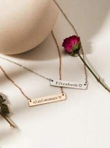 1pc Custom Text Personalized Bar Necklace Personalized Name Jewelry For Women Gold Birthday Name Necklace Anniversary Host Gift Valentine Gift For Girlfriend Valentines