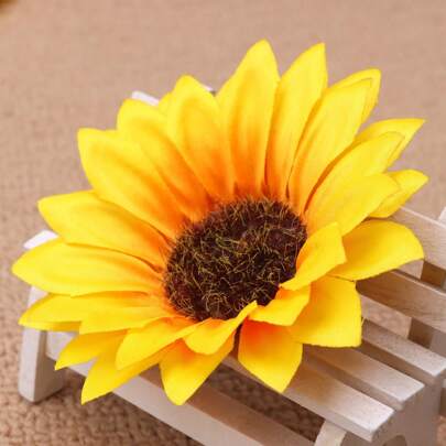 10pcs 7cm Artificial Sunflower Heads, Fake Chrysanthemum Caps, Hair Accessories, Wedding Dress Flower Wreaths, Party & Home Decor, Photography Props