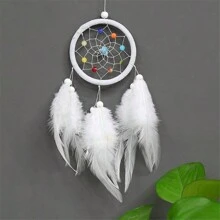 1 Peça Ornamento Decorativo Pendente Filtro dos Sonhos com Penas para Decoração de Casa, Carro/Quarto/Sala de Estar