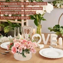 1pc Minimalist Acrylic Flower Vase, Simple Home Wedding Tabletop Round Transparent Flower Box, Mother's Day Floral Decor Gifts Birthday Graduation Home Decor Room Decor Glass Vase - Multicolor - View 5