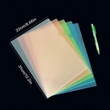 Multicolor A4 Transparent File Folders, L-Shaped Office Supply Document Sleeves, Business Report Folders, Thick Meeting Report File Protectors, 14C Document Folders, Student Exam Paper Holders, Office File Organization Set - Multicolor - View 3