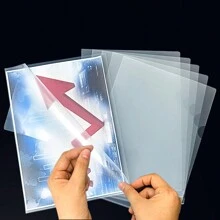 Multicolor A4 Transparent File Folders, L-Shaped Office Supply Document Sleeves, Business Report Folders, Thick Meeting Report File Protectors, 14C Document Folders, Student Exam Paper Holders, Office File Organization Set - Multicolor - View 6